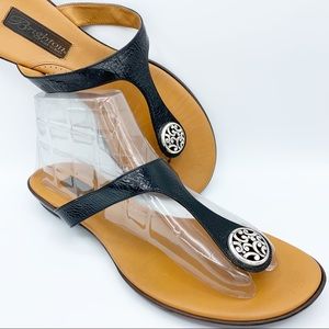 Brighton Pearl Black Patent Leather Sandal 10M